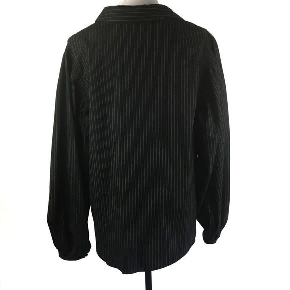Worthington Blouse Button Down Black White Pin Stripe Long Sleeve Small - Picture 4 of 8